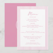 Preppy Peony Pink Chic Monogram Wedding Menu Card 招待状 (正面/裏面)