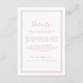 Preppy Peony Pink Chic Wedding Details Card エンクロージャーカード