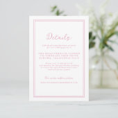 Preppy Peony Pink Chic Wedding Details Card エンクロージャーカード (スタンド正面)