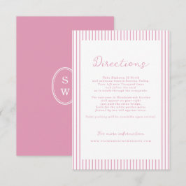 Preppy Peony Pink Chic Wedding Directions Card エンクロージャーカード