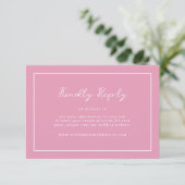 Preppy Peony Pink Chic Wedding Online RSVP Card エンクロージャーカード (スタンド正面)