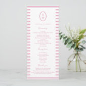 Preppy Peony Pink Chic Wedding Program Card 招待状 (スタンド正面)
