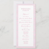 Preppy Peony Pink Chic Wedding Program Card 招待状 (裏面)