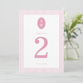 Preppy Peony Pink Chic Wedding Table Number Card 招待状 (スタンド正面)