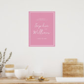 Preppy Peony Pink Chic Wedding Welcome Sign ポスター (キッチン)