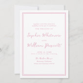Preppy Peony Pink Striped Wedding Invitation 招待状 (正面)