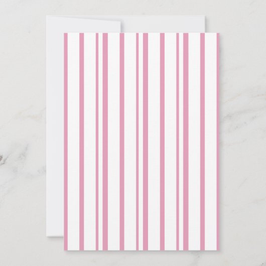 Preppy Peony Pink Striped Wedding Invitation 招待状 (裏面)