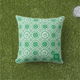 Preppy Pickleball Damask – Green Dink Motif   アウトドアクッション