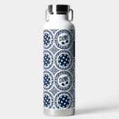 Preppy Pickleball Damask - Navy Dink Motif ウォーターボトル (正面)