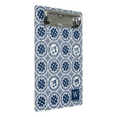 Preppy Pickleball Damask – Navy Dink Motif   ミニクリップボード (アングル)