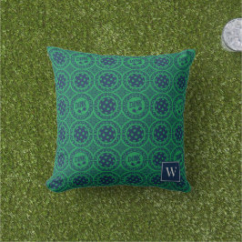 Preppy Pickleball Damask – Navy & Green Dink   アウトドアクッション