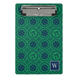 Preppy Pickleball Damask – Navy & Green Dink  ミニクリップボード