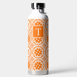 Preppy Pickleball Damask - Orange Dink Motif ウォーターボトル