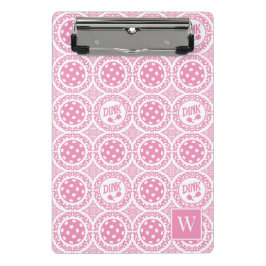 Preppy Pickleball Damask – Pink Dink Motif   ミニクリップボード