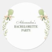 Preppy Pickleball Garden Bachelorette Party ラウンドシール (正面)