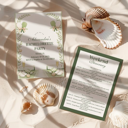 Preppy Pickleball Garden Bachelorette Party 招待状