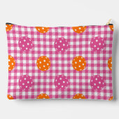 Preppy Pickleball Gingham Hot Pink Orange Monogram アクセサリーポーチ (裏面)