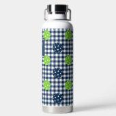 Preppy Pickleball Gingham - Navy & Lime ウォーターボトル (背面)