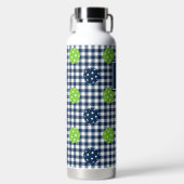 Preppy Pickleball Gingham - Navy & Lime ウォーターボトル (正面)