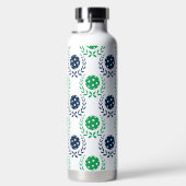Preppy Pickleball Laurel Wreath - Navy & Green ウォーターボトル (右面)