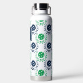 Preppy Pickleball Laurel Wreath - Navy & Green ウォーターボトル (背面)