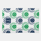 Preppy Pickleball Laurel Wreath - Navy & Green キッチンタオル (横)