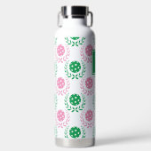 Preppy Pickleball Laurel Wreath - Pink & Green ウォーターボトル (正面)