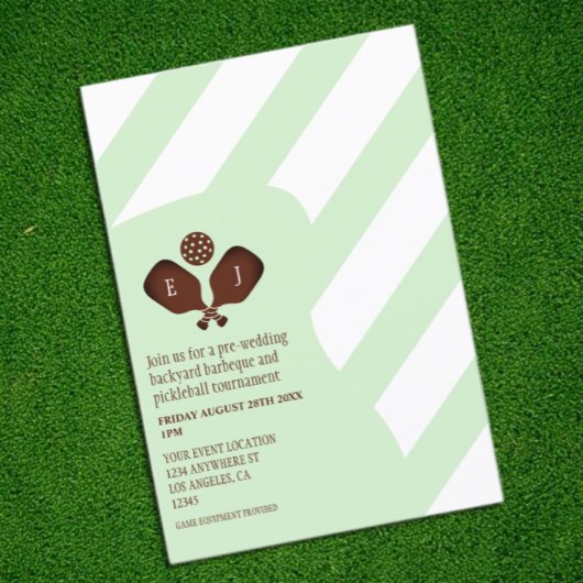 Preppy Pickleball Stripes Pre-Wedding Game エンクロージャーカード