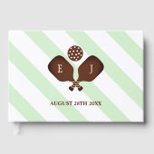 Preppy Pickleball Stripes Wedding ゲストブック (正面)