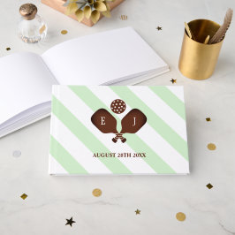 Preppy Pickleball Stripes Wedding ゲストブック