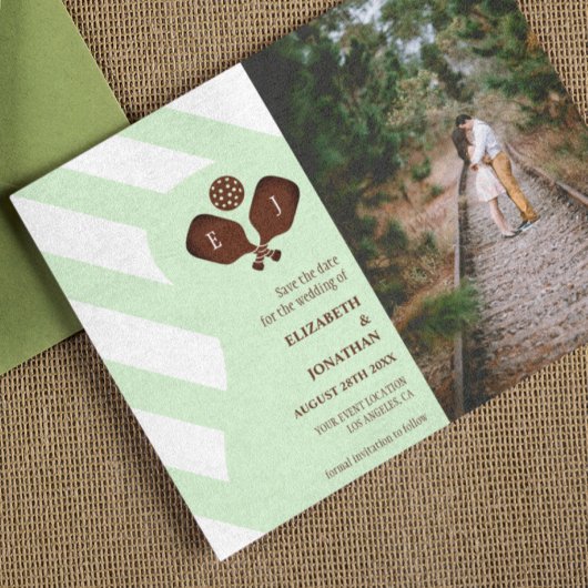 Preppy Pickleball Stripes Wedding セーブザデート