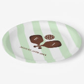 Preppy Pickleball Stripes Wedding ペーパープレート (アングル)