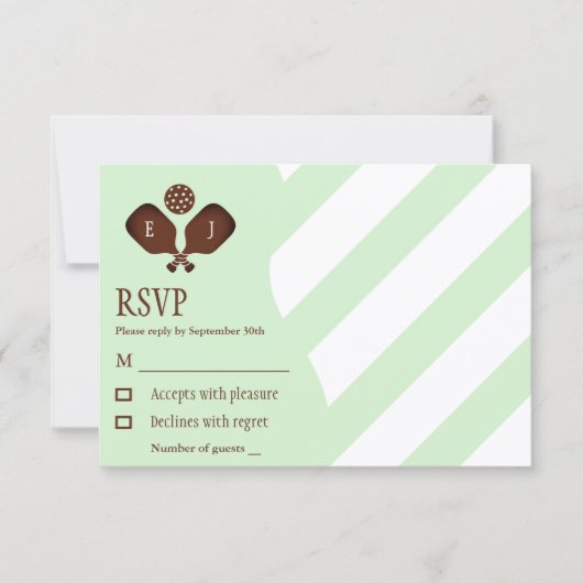 Preppy Pickleball Stripes Wedding 出欠カード (正面)