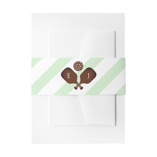 Preppy Pickleball Stripes Wedding 招待状ベリーバンド (正面例)