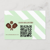 Preppy Pickleball Stripes Wedding Registry エンクロージャーカード (正面)