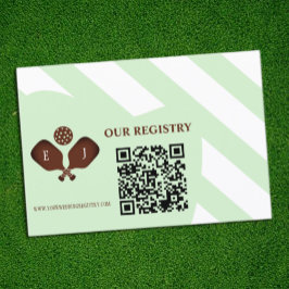 Preppy Pickleball Stripes Wedding Registry エンクロージャーカード