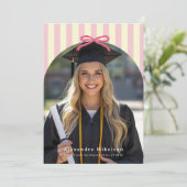 Preppy Pink 5 Arch Bow Photo 招待状 (スタンド正面)