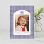 Preppy Pink and Blue Plaid Chinoiserie Bow シーズンカード (スタンド正面)