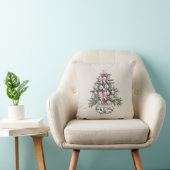 Preppy Pink and Green Chinoiserie Christmas Tree クッション (椅子)