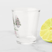 Preppy Pink and Green Chinoiserie Christmas Trees ショットグラス (右)