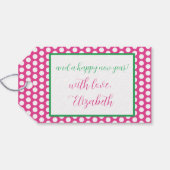 Preppy Pink and Green Christmas Trees ギフトタグ (裏面横)