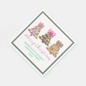 Preppy Pink and Green Christmas Trees スタンダードランチョンナプキン (角)