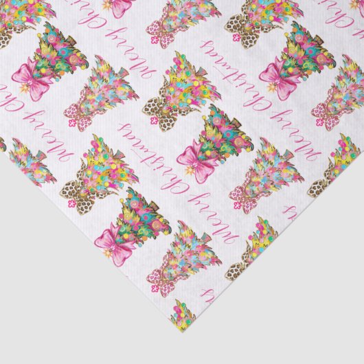 Preppy Pink and Green Christmas Trees 薄葉紙 (詳細)