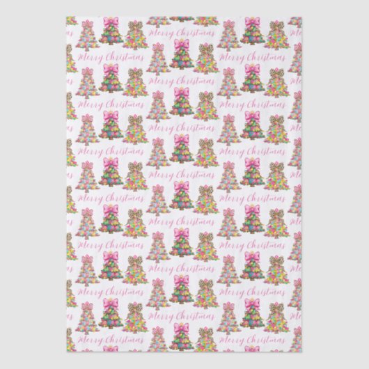 Preppy Pink and Green Christmas Trees 薄葉紙 (正面)