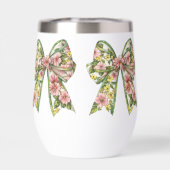 Preppy Pink and Green Floral Bow Personalized (背面)