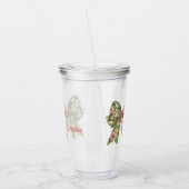 Preppy Pink and Green Floral Bow Personalized アクリルタンブラー (左)