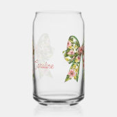 Preppy Pink and Green Floral Bow Personalized ガラス缶 (右)