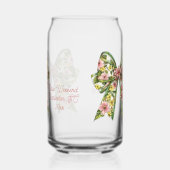 Preppy Pink and Green Floral Bow Personalized ガラス缶 (左)