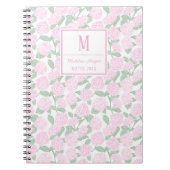 Preppy Pink and Green Hydrangeas Monogram ノートブック (正面)