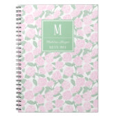 Preppy Pink and Green Hydrangeas Monogram ノートブック (正面)